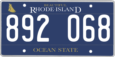 RI license plate 892068