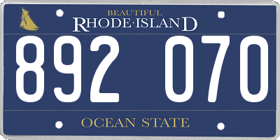 RI license plate 892070