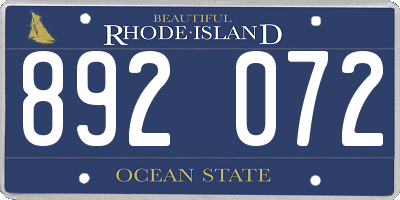 RI license plate 892072