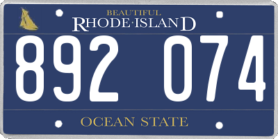 RI license plate 892074