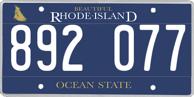 RI license plate 892077