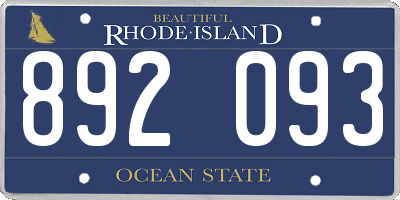 RI license plate 892093