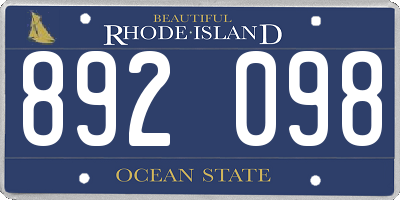RI license plate 892098