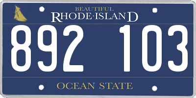 RI license plate 892103