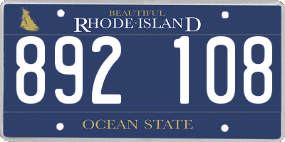 RI license plate 892108