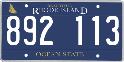 RI license plate 892113