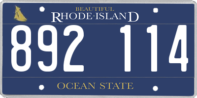 RI license plate 892114