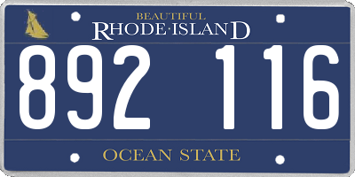 RI license plate 892116