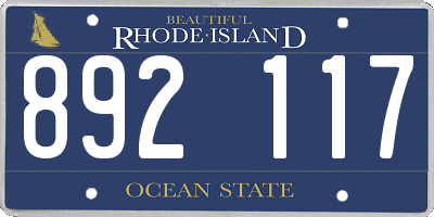 RI license plate 892117