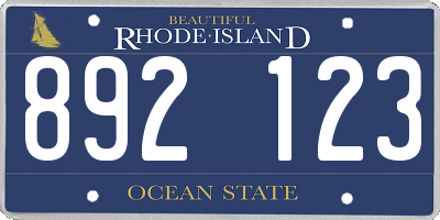 RI license plate 892123