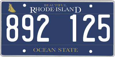 RI license plate 892125