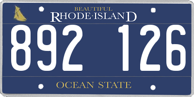 RI license plate 892126