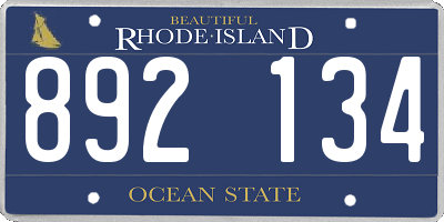 RI license plate 892134