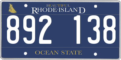 RI license plate 892138