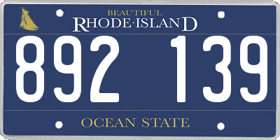 RI license plate 892139