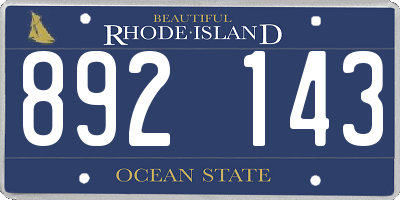 RI license plate 892143