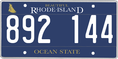 RI license plate 892144