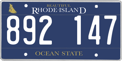 RI license plate 892147
