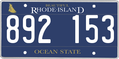 RI license plate 892153