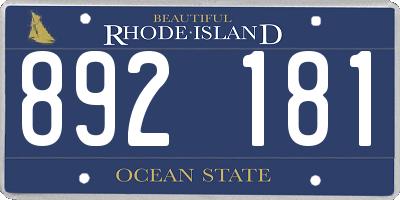 RI license plate 892181