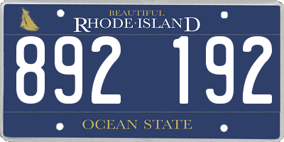 RI license plate 892192