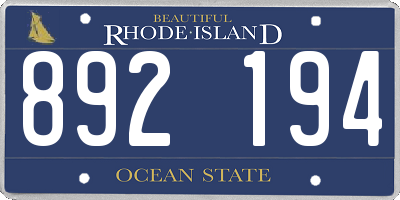RI license plate 892194
