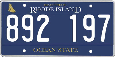 RI license plate 892197