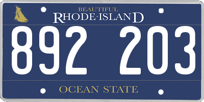 RI license plate 892203