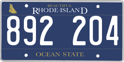 RI license plate 892204