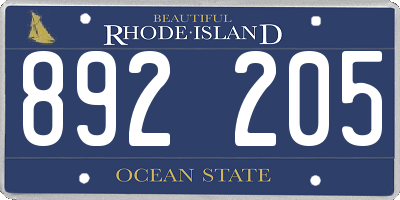 RI license plate 892205