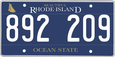 RI license plate 892209