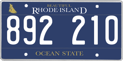 RI license plate 892210