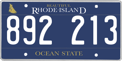 RI license plate 892213