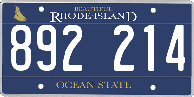 RI license plate 892214