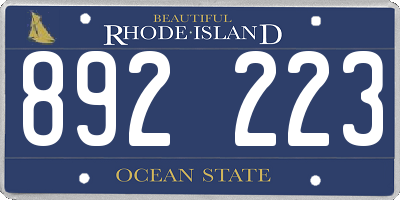 RI license plate 892223