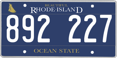RI license plate 892227