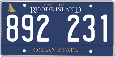 RI license plate 892231