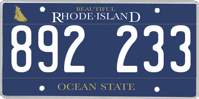 RI license plate 892233