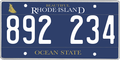 RI license plate 892234