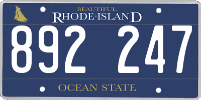 RI license plate 892247