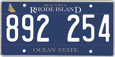 RI license plate 892254