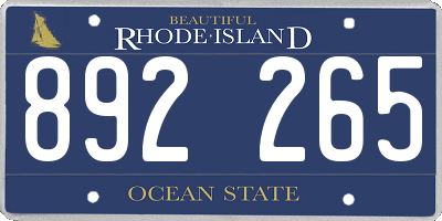 RI license plate 892265