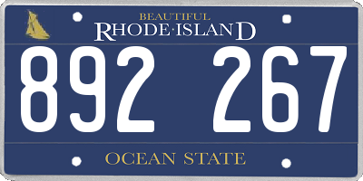 RI license plate 892267