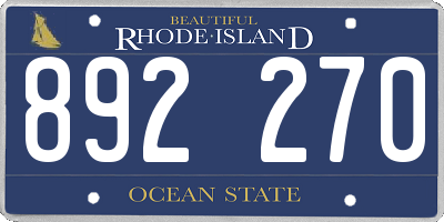 RI license plate 892270