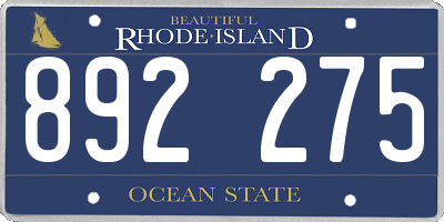 RI license plate 892275