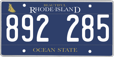 RI license plate 892285
