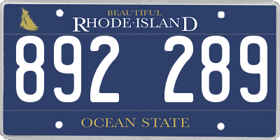 RI license plate 892289