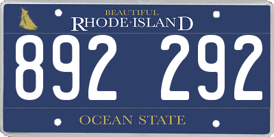 RI license plate 892292