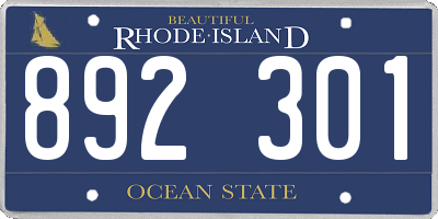 RI license plate 892301