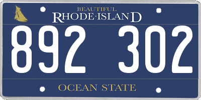 RI license plate 892302